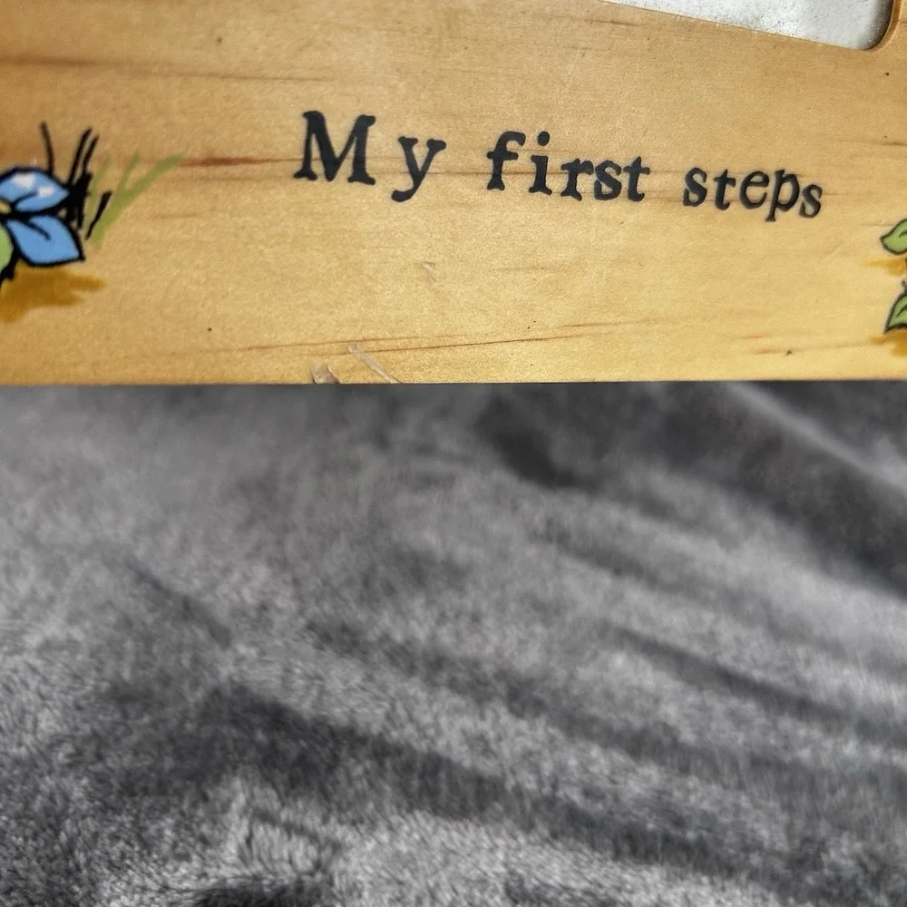 Vintage Disney Classic Pooh Baby My First Steps Picture Frame Wooden Easel Back